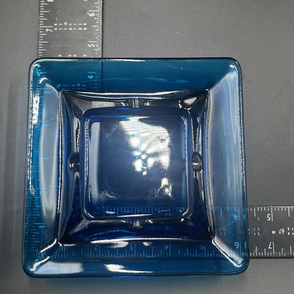 Vtg Viking Glass Bluenique Deep Cobalt 6" Ashtray Soap Trinket Jewelry Dish - Picture 5 of 5